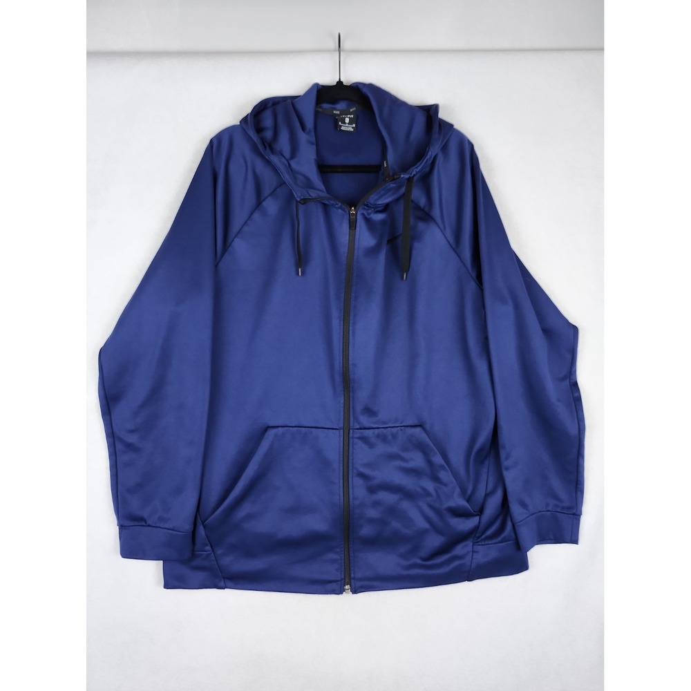 Nike Dri-Fit Full Zip Athletic Training Jacket Men XL Blue Long Sleeve Pockets